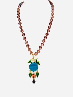 Signed Kirks Folly Enchanted Moon Face Garden Necklace